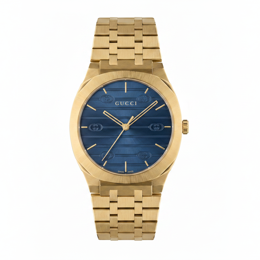 Gucci | 25H | Gold/Blue | Men's Watch | Replica