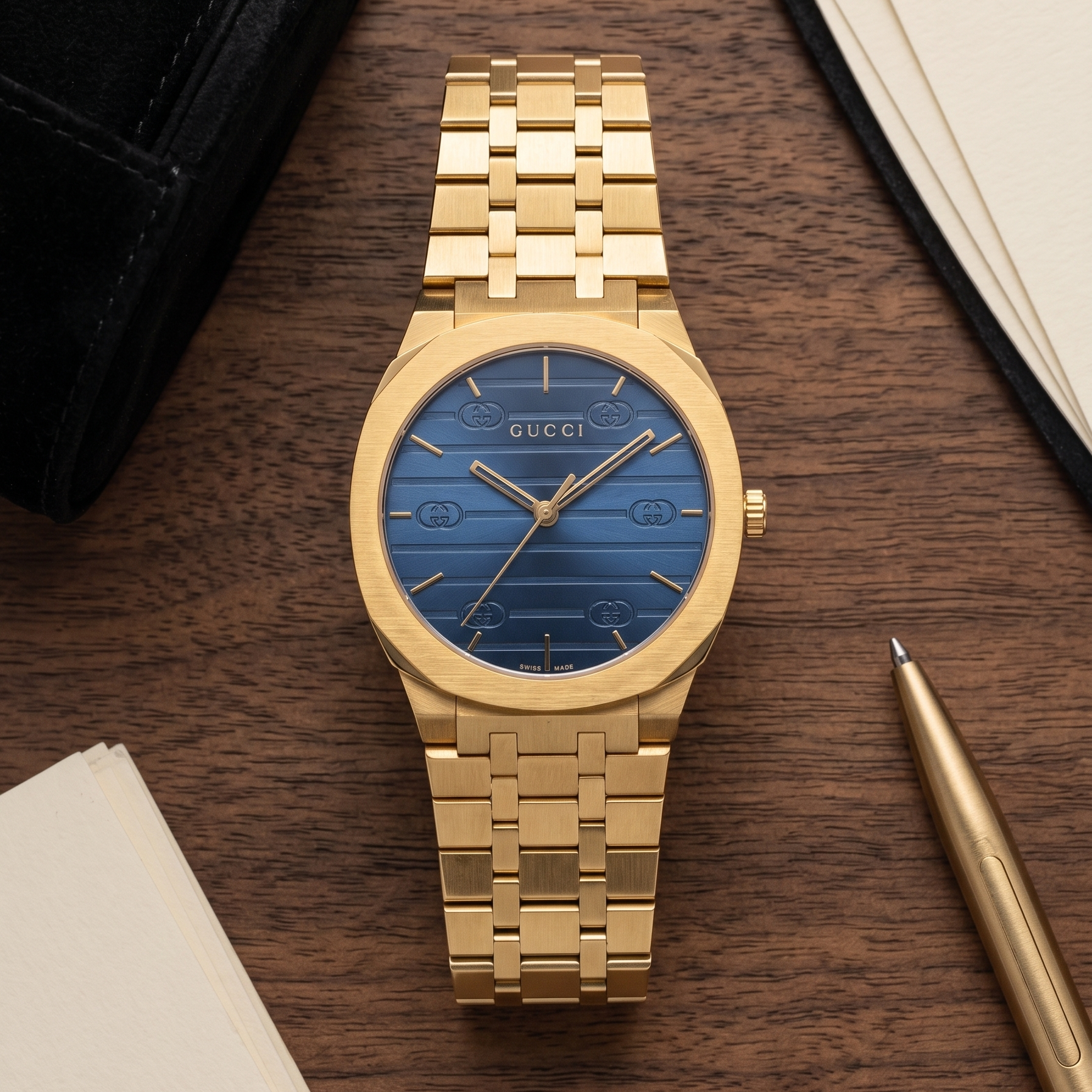 Gucci | 25H | Gold/Blue | Men's Watch | Replica